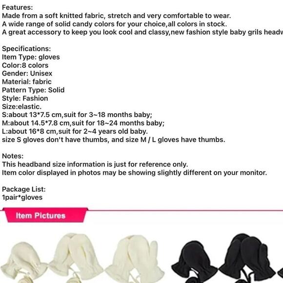 New one pair infant warm knit mittens 3-18 months - Picture 3 of 3